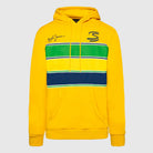 Ayrton Senna F1 Stripe Pullover Hoodie - White/Yellow Hoodies Ayrton Senna XS Yellow 