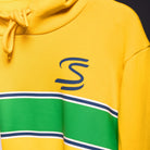 Ayrton Senna F1 Stripe Pullover Hoodie - White/Yellow Hoodies Ayrton Senna 