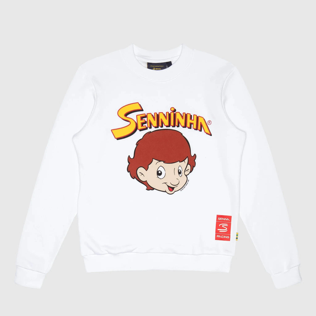 Ayrton Senna F1 Senninha Oversized Sweatshirt - White/Blue Sweatshirt Ayrton Senna XS White 