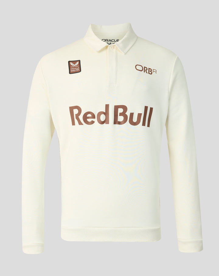 Red Bull Racing F1 Classic Henley Long Sleeve Polo - White Marl Polos Red Bull Racing 