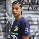 Ayrton Senna F1 Men's #12 Stripe T-Shirt - Navy/White/Yellow T-shirts Ayrton Senna 