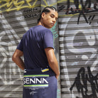 Ayrton Senna F1 Men's #12 Stripe T-Shirt - Navy/White/Yellow T-shirts Ayrton Senna 