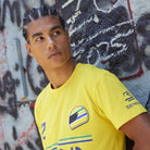 Ayrton Senna F1 Men's #12 Stripe T-Shirt - Navy/White/Yellow T-shirts Ayrton Senna 