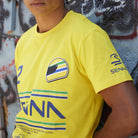 Ayrton Senna F1 Men's #12 Stripe T-Shirt - Navy/White/Yellow T-shirts Ayrton Senna 