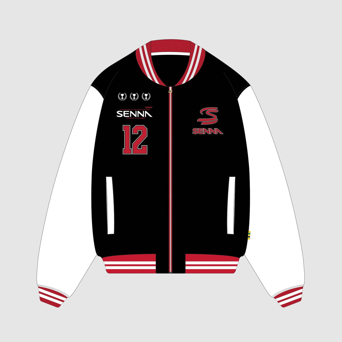 Ayrton Senna F1 Varsity Jacket - Black Jackets Ayrton Senna 