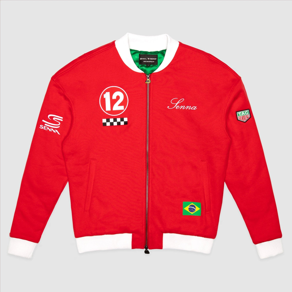 Ayrton Senna F1 x Tag Heuer Varsity Jacket - Red Jackets Ayrton Senna 
