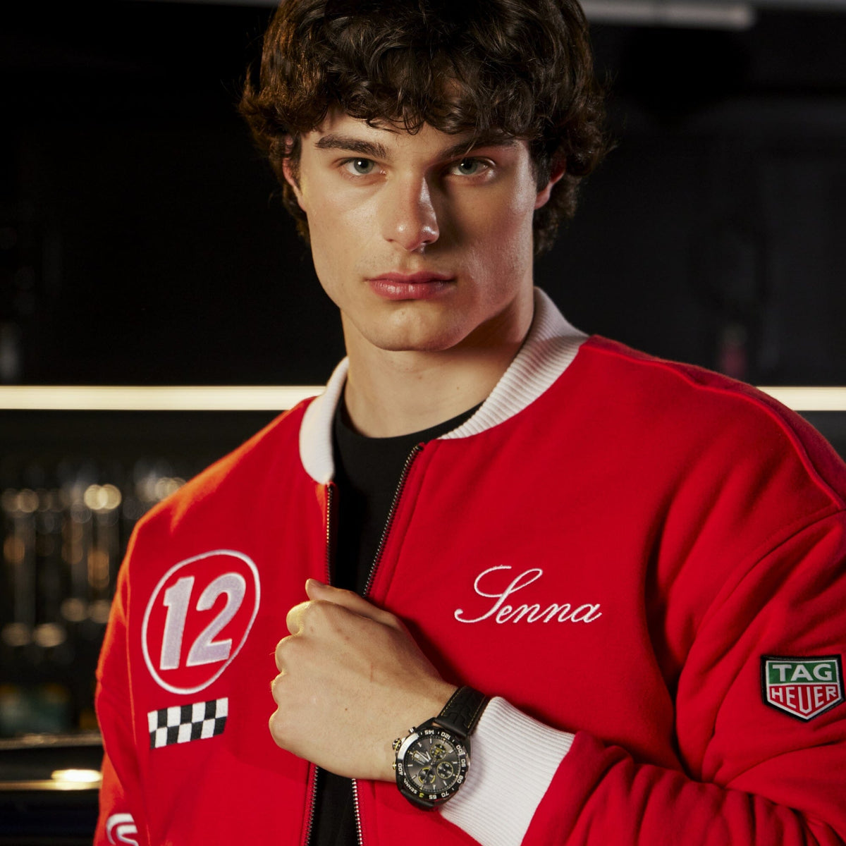 Ayrton Senna F1 x Tag Heuer Varsity Jacket - Red Jackets Ayrton Senna 