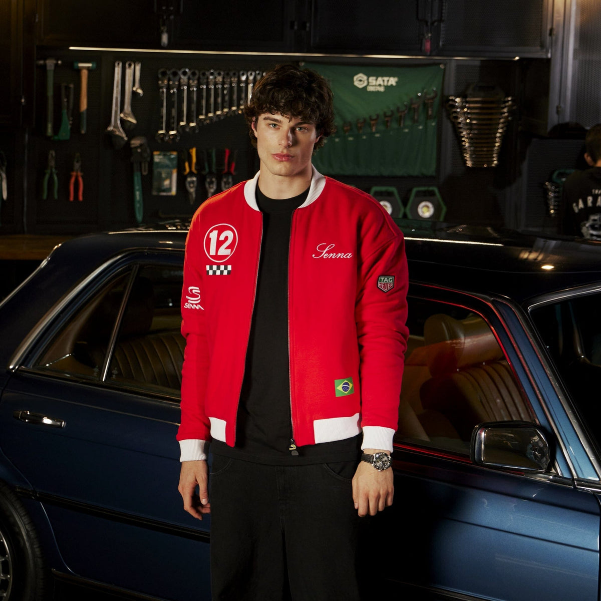 Ayrton Senna F1 x Tag Heuer Varsity Jacket - Red Jackets Ayrton Senna 