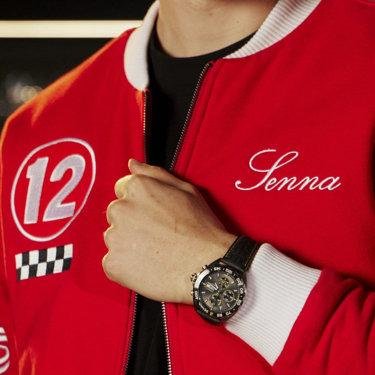Ayrton Senna F1 x Tag Heuer Varsity Jacket - Red Jackets Ayrton Senna 