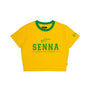 Ayrton Senna F1 Women's Brazil Crop T-Shirt - Yellow T-shirts Ayrton Senna 