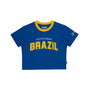 Ayrton Senna F1 Women's Brazil Crop T-Shirt - Blue T-shirts Ayrton Senna 