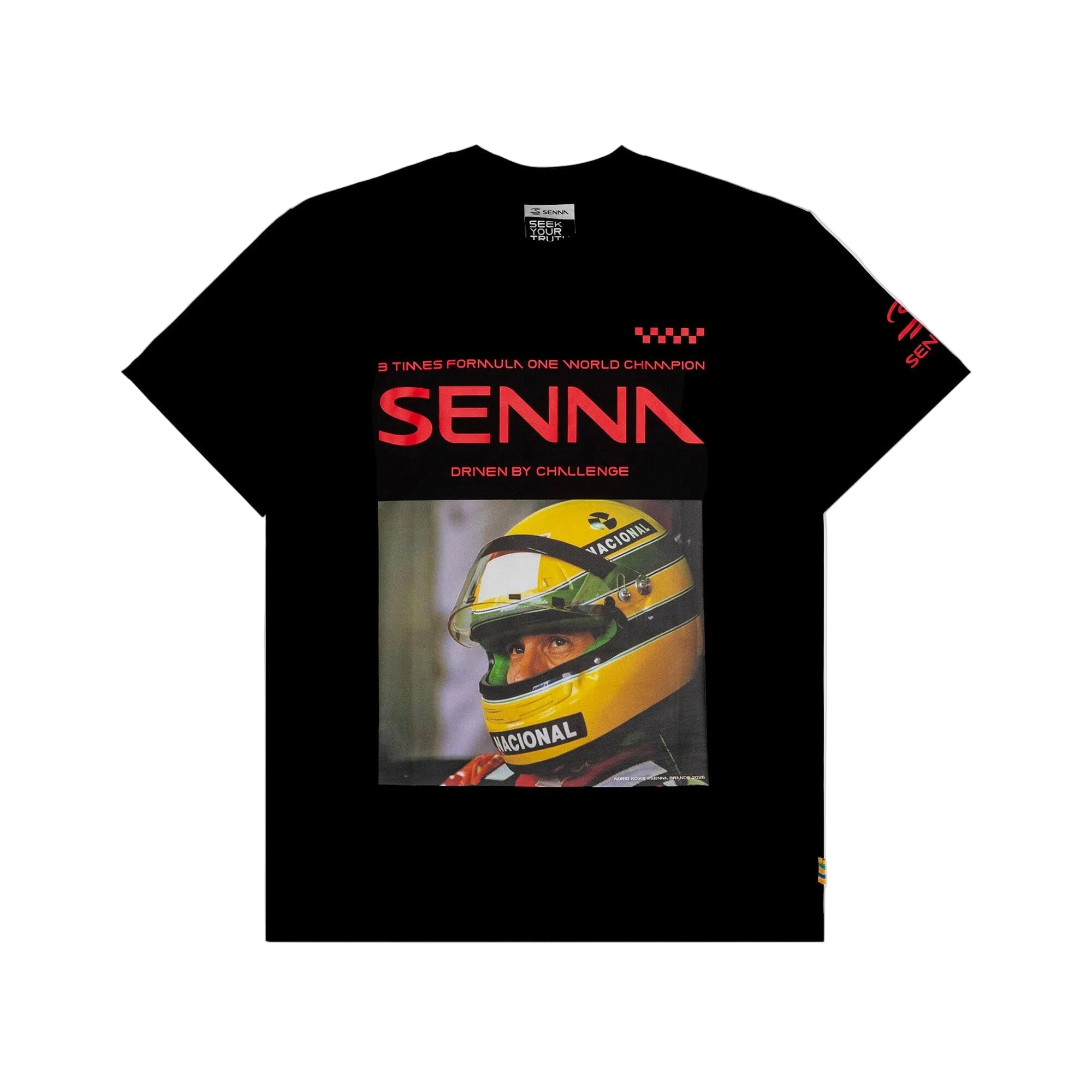 Ayrton Senna F1 Race T-Shirt - Black/Red T-shirts Ayrton Senna XS Black 