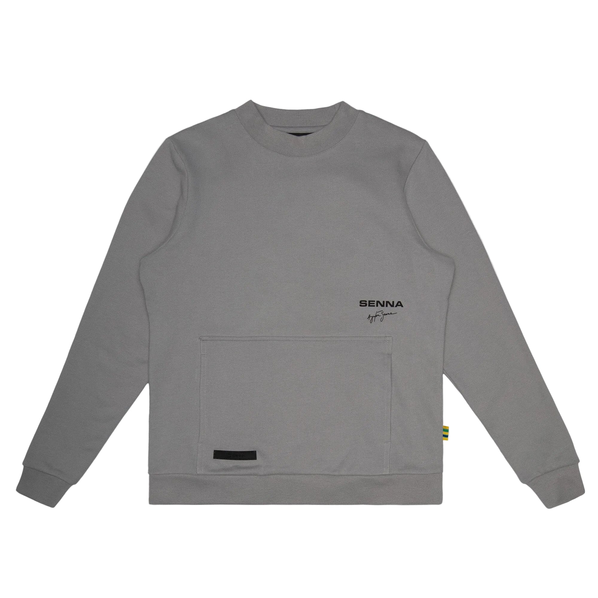 Ayrton Senna F1 Signature Crew Sweatshirt - Ash/Black Sweatshirt Ayrton Senna XS Gray 