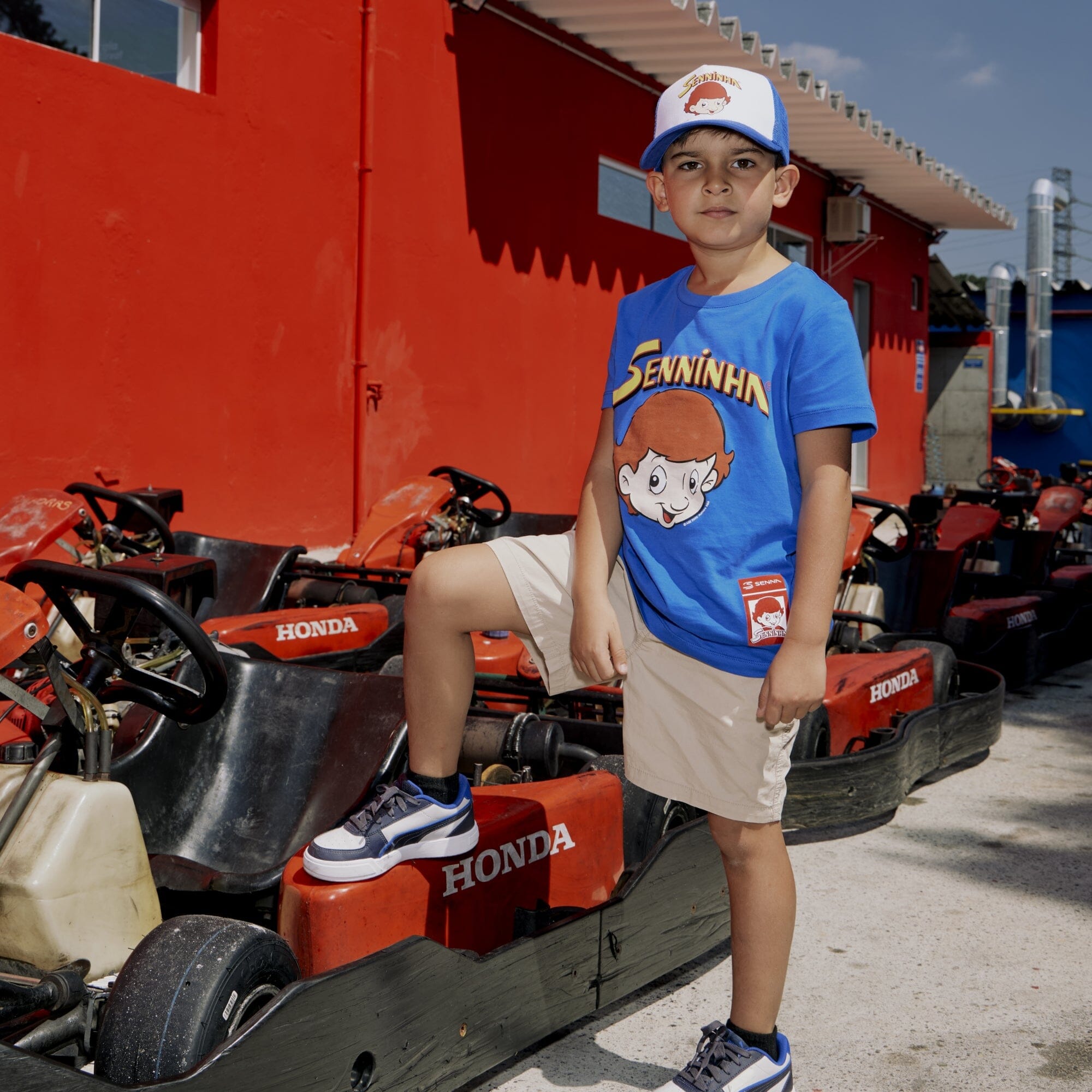 Ayrton Senna F1 Kids Senninha Face T-Shirt - Youth Blue T-shirts Ayrton Senna 