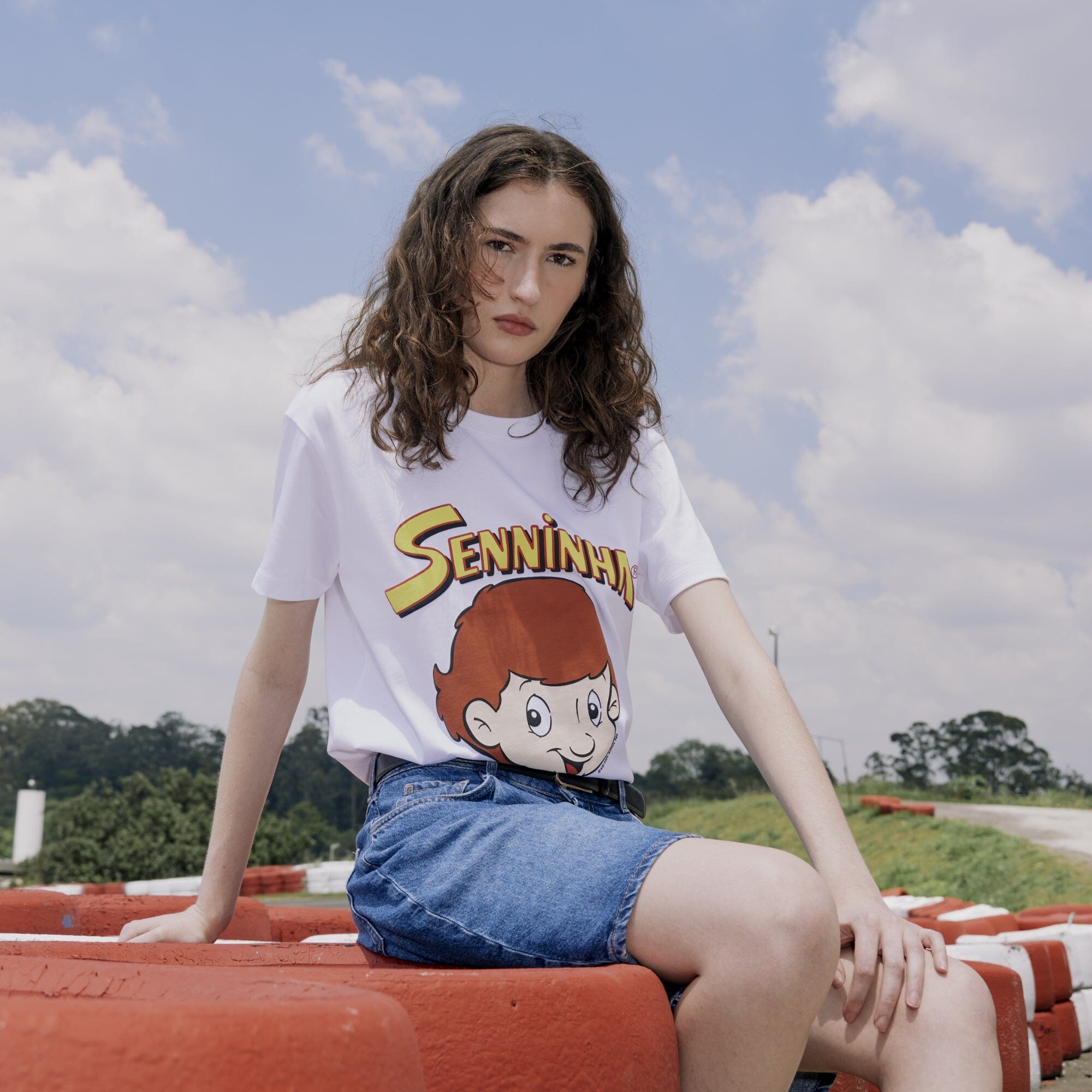 Ayrton Senna F1 Senninha Face T-Shirt - White T-shirts Ayrton Senna 