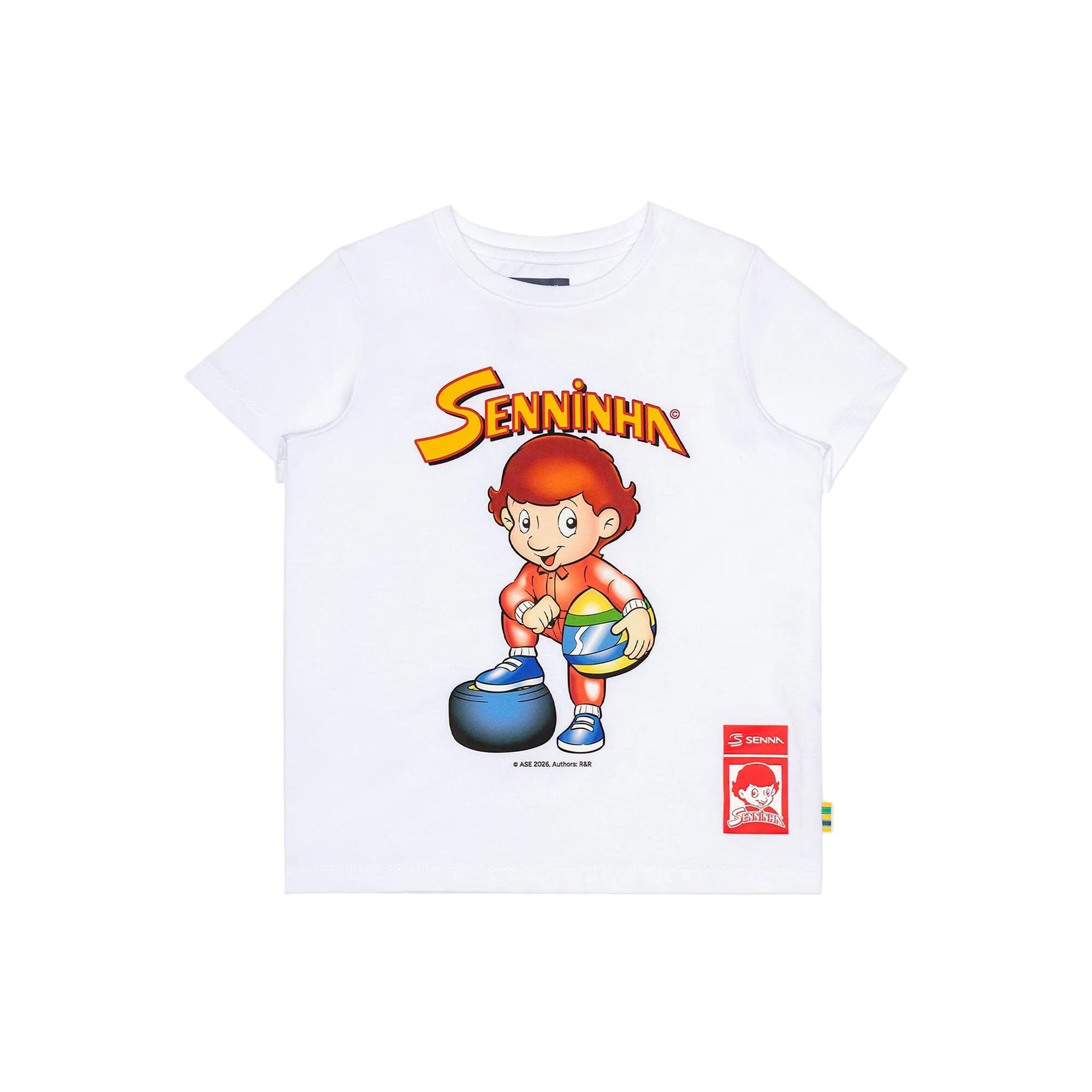 Ayrton Senna F1 Kids Senninha Figure T-Shirt - Youth White T-shirts Ayrton Senna 