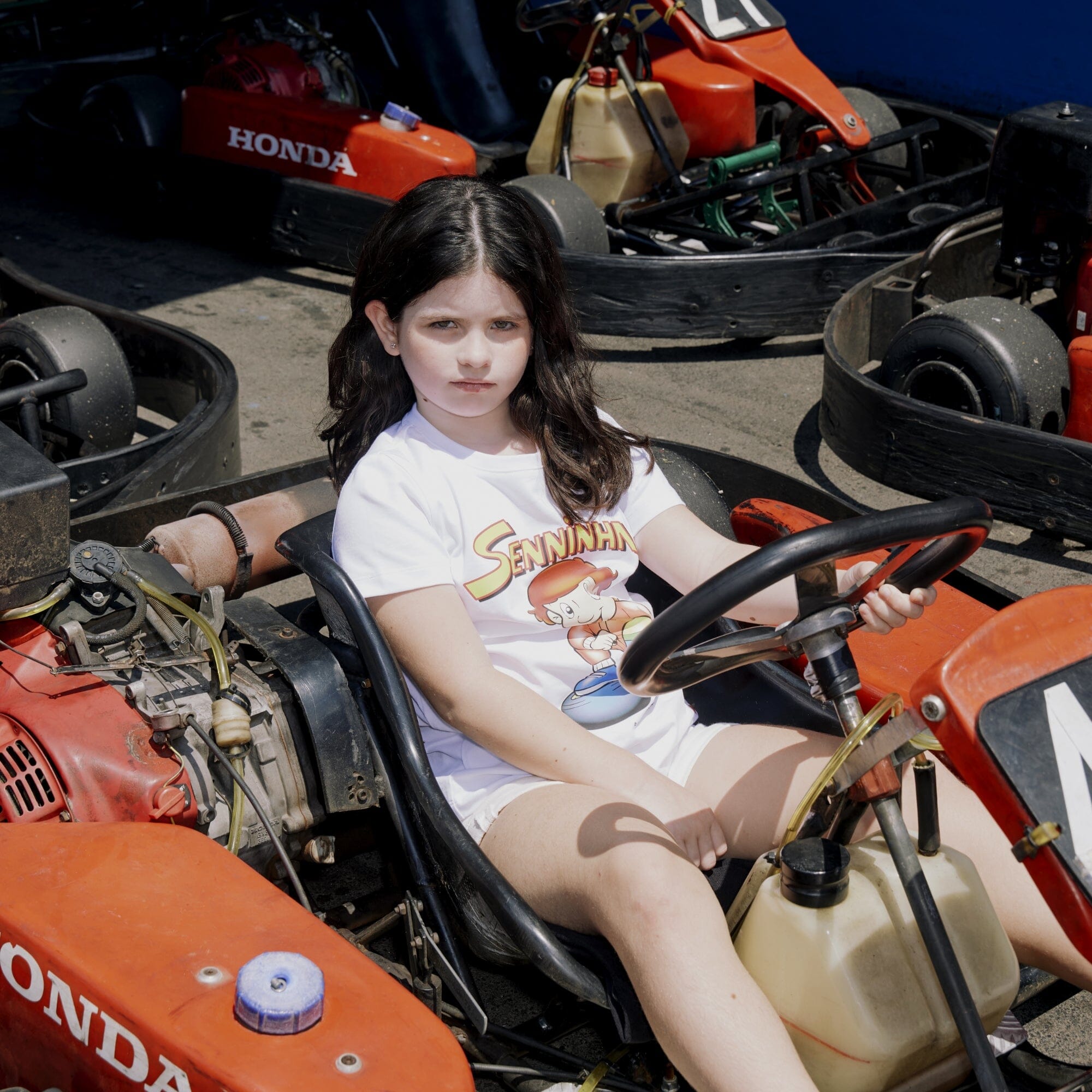 Ayrton Senna F1 Kids Senninha Figure T-Shirt - Youth White T-shirts Ayrton Senna 