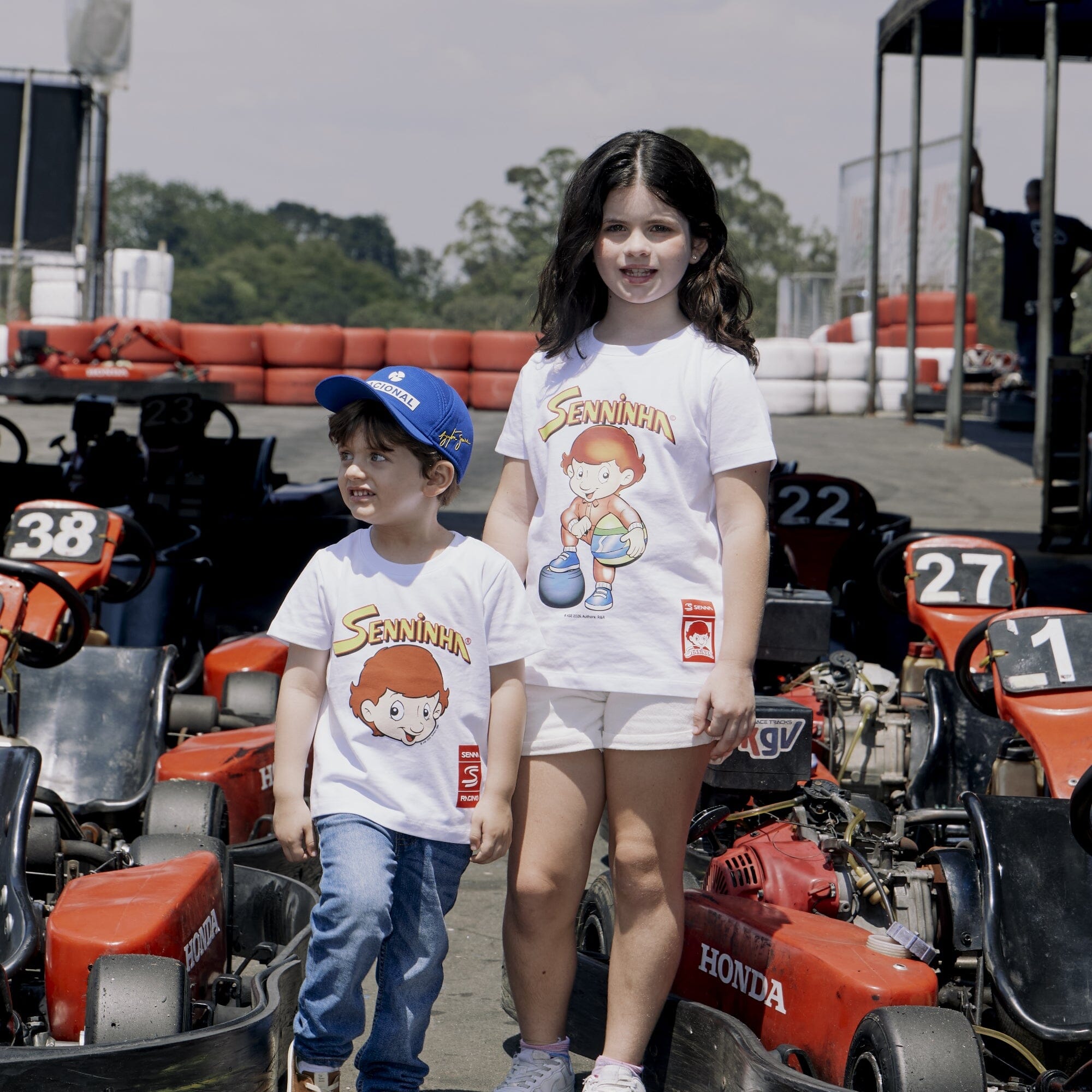 Ayrton Senna F1 Kids Senninha Figure T-Shirt - Youth White T-shirts Ayrton Senna 