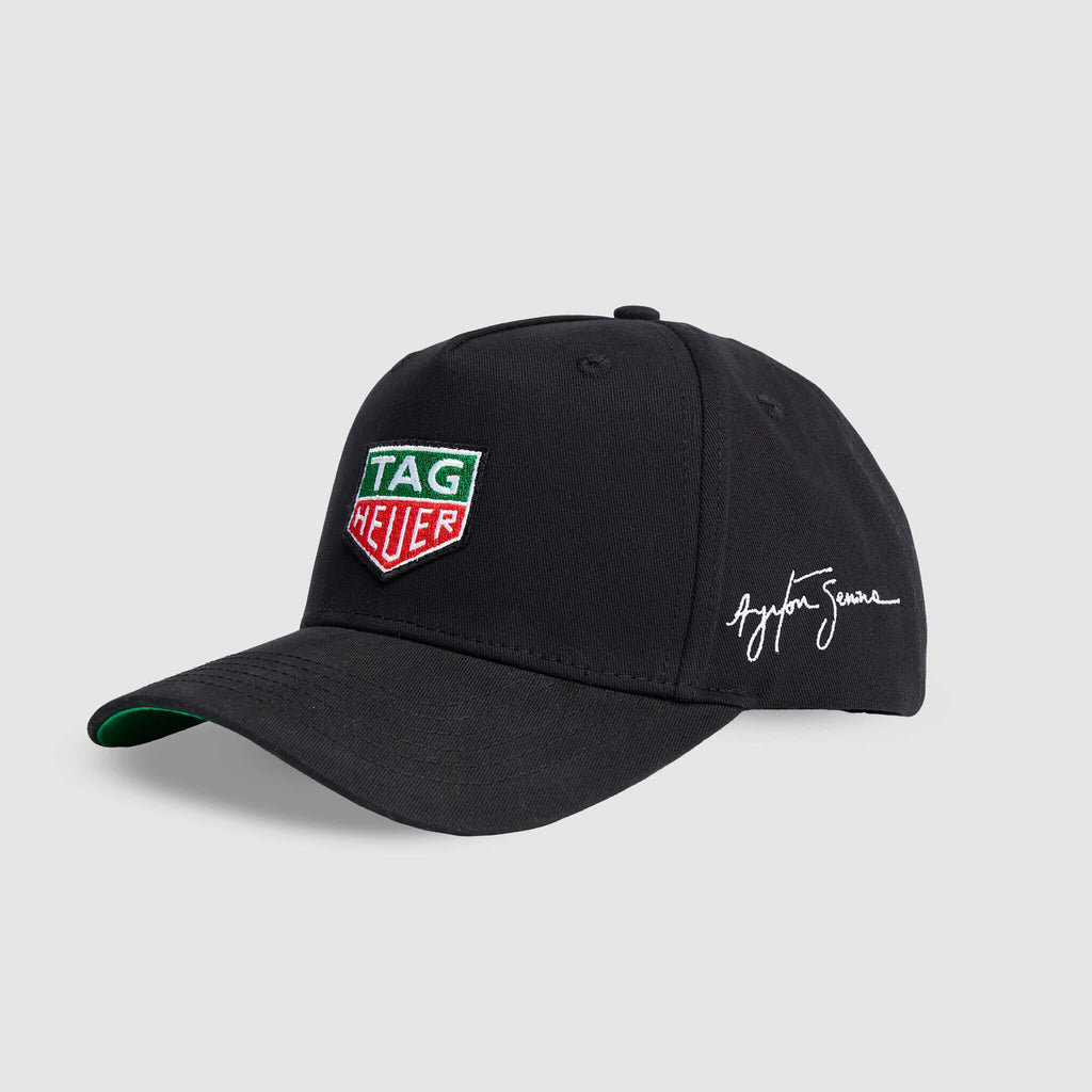 Ayrton Senna F1 x Tag Heuer 5 Panel Race Hat w/Hard Case - Black Hats Ayrton Senna 