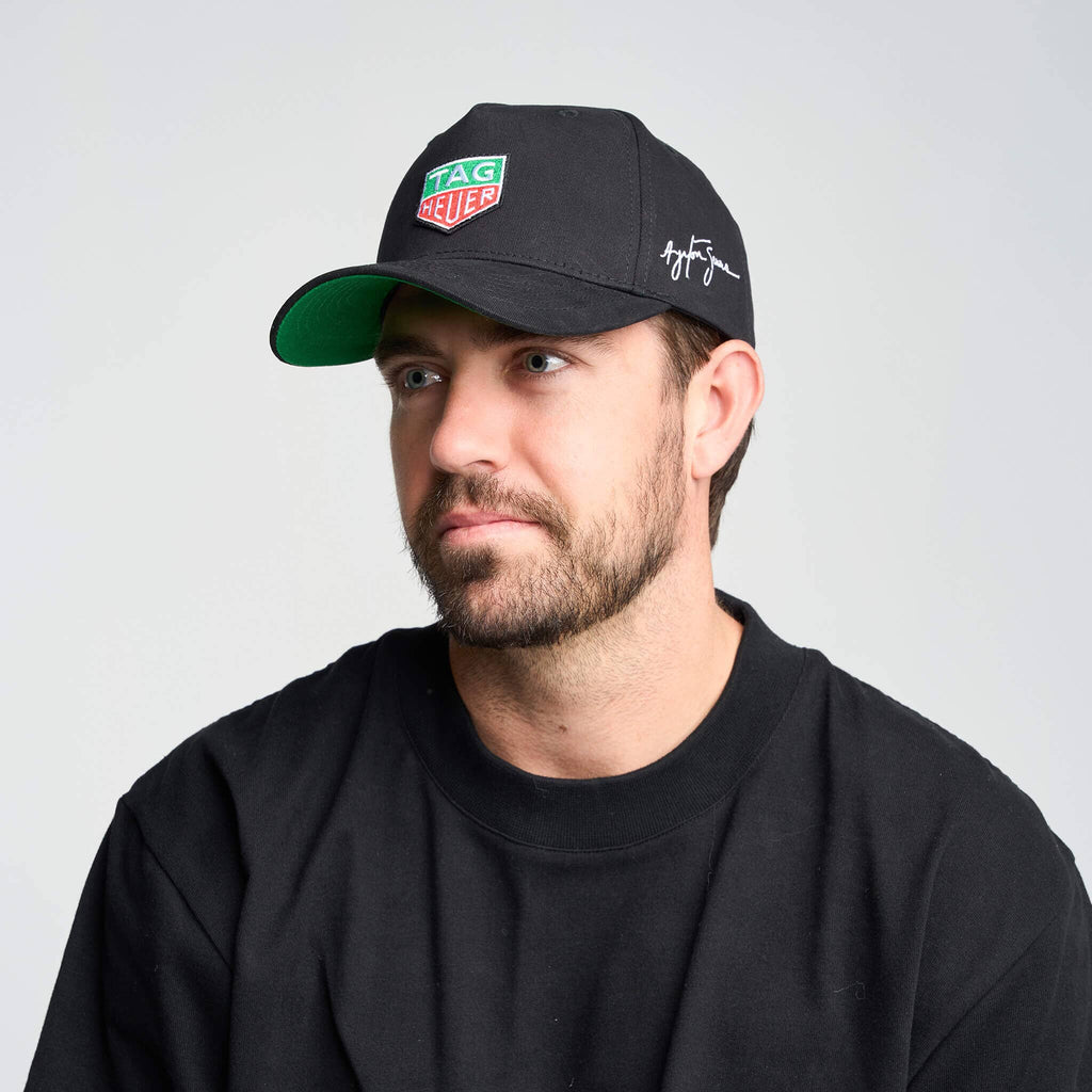 Ayrton Senna F1 x Tag Heuer 5 Panel Race Hat w/Hard Case - Black Hats Ayrton Senna 