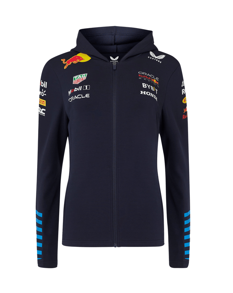 Red Bull Racing F1 Women's 2024 Team Full Zip Hooded Sweatshirt- Navy Hoodies Red Bull Racing 