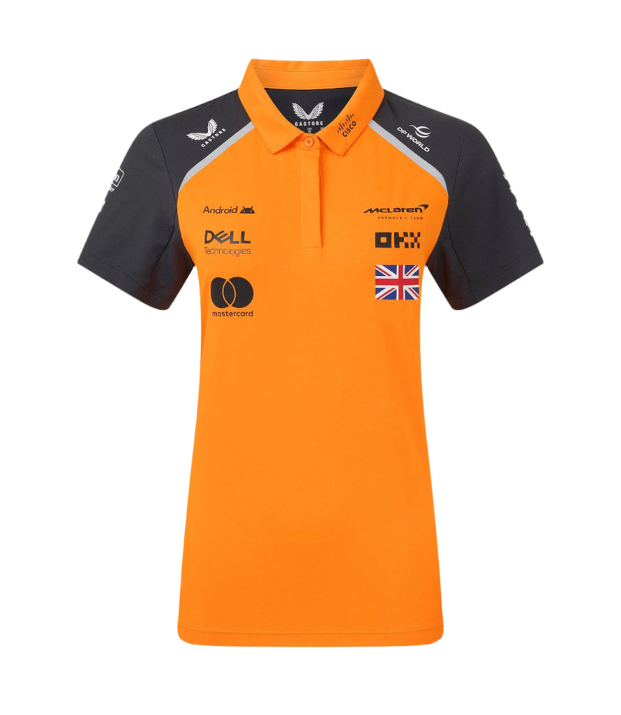 McLaren F1 2025 Women's Lando Norris Team Polo Shirt - Papaya Polos McLaren-Castore 