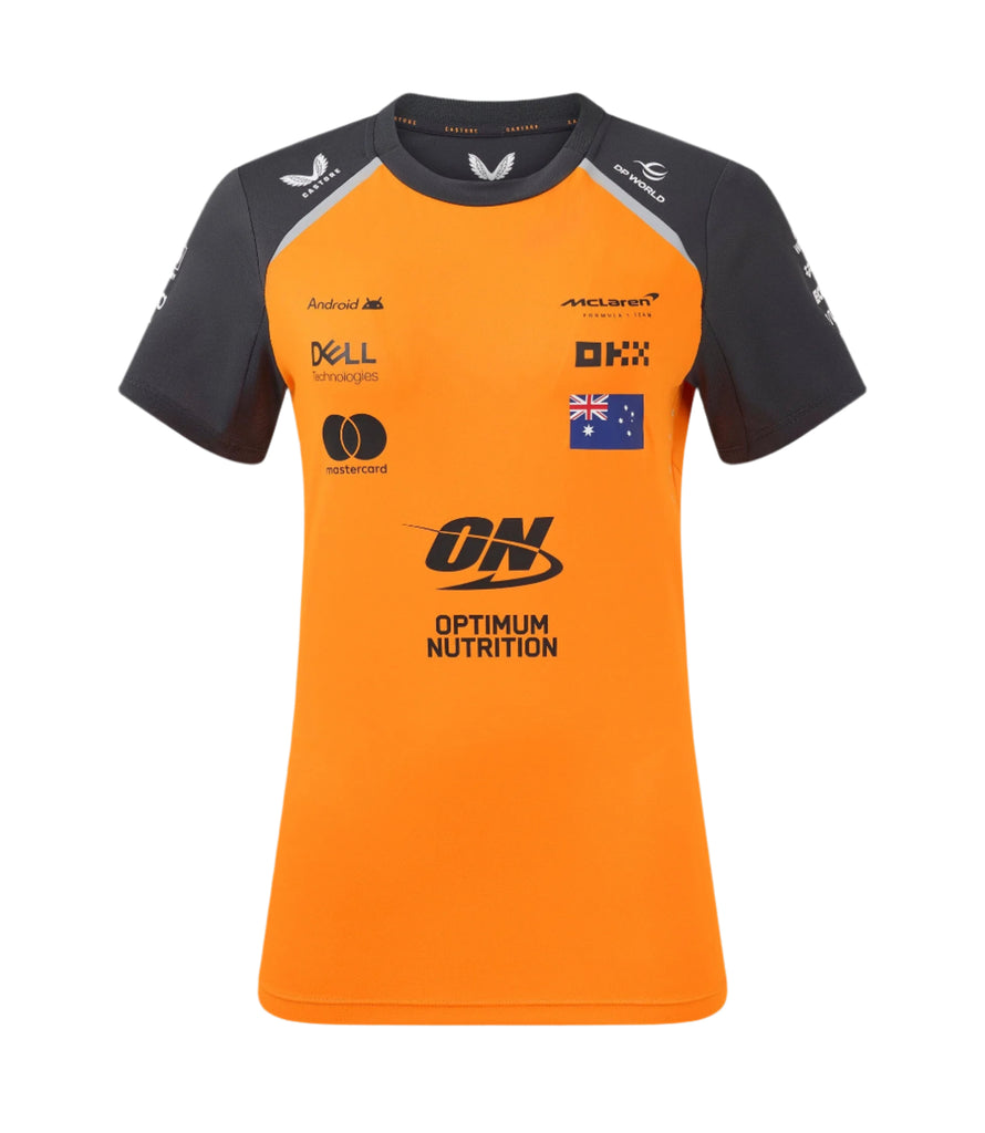 McLaren F1 Women's 2025 Oscar Piastri Team Drivers T-Shirt- Papaya/Phantom T-shirt McLaren-Castore XXS Orange 