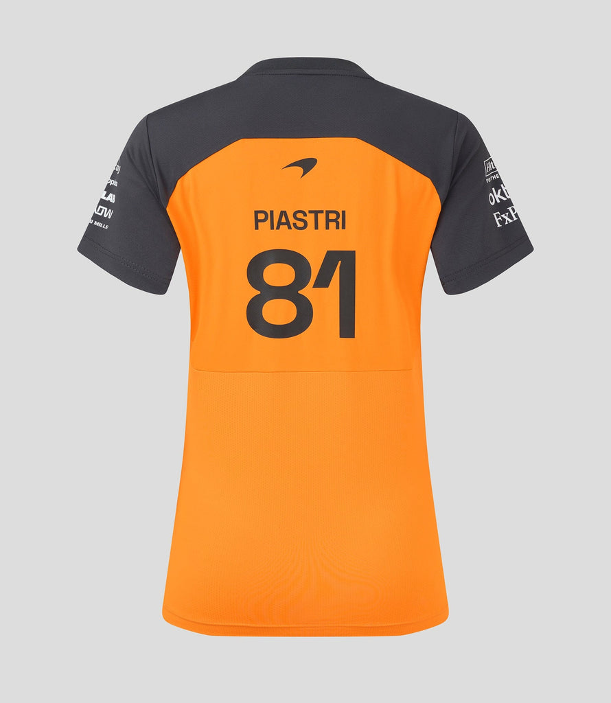 McLaren F1 Women's 2025 Oscar Piastri Team Drivers T-Shirt- Papaya/Phantom T-shirt McLaren-Castore 