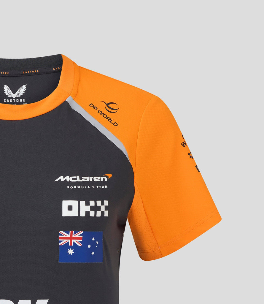 McLaren F1 Women's 2025 Oscar Piastri Team Drivers T-Shirt- Papaya/Phantom T-shirt McLaren-Castore 