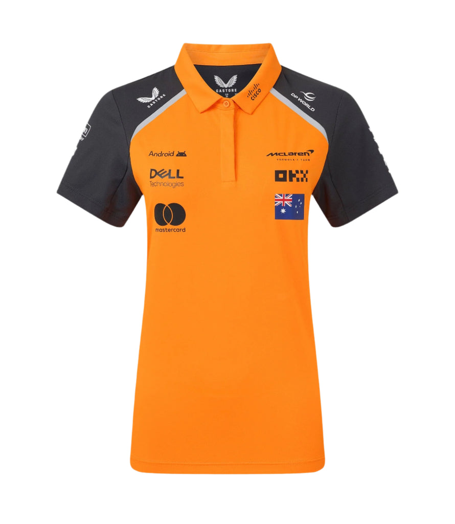 McLaren F1 Women's 2025 Oscar Piastri Team Drivers Polo Shirt- Papaya Polos McLaren-Castore 