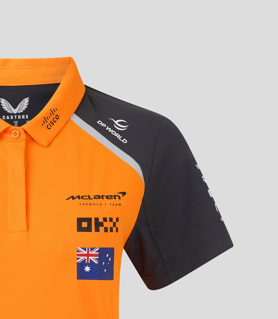 McLaren F1 Women's 2025 Oscar Piastri Team Drivers Polo Shirt- Papaya Polos McLaren-Castore 