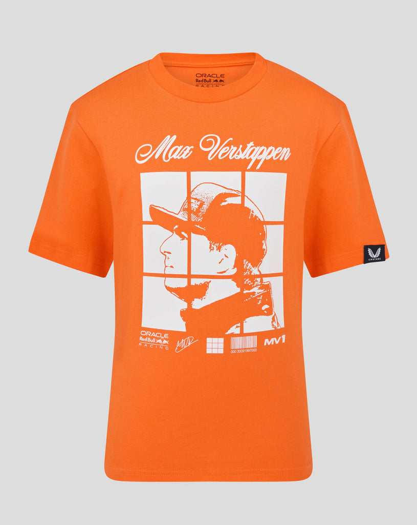 Red Bull Racing F1 Kids Max Verstappen Puzzle T-Shirt - Youth Exotic Orange T-shirts Red Bull Racing 