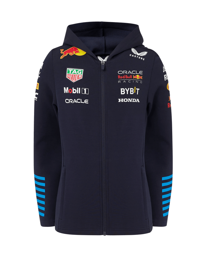 Red Bull Racing F1 Kid's 2024 Team Full Zip Hoodie- Youth Navy Hoodies Red Bull Racing 