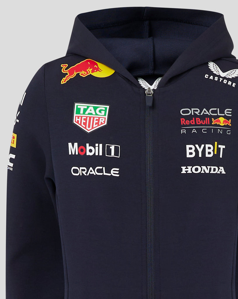 Red Bull Racing F1 Kid's 2024 Team Full Zip Hoodie- Youth Navy Hoodies Red Bull Racing 