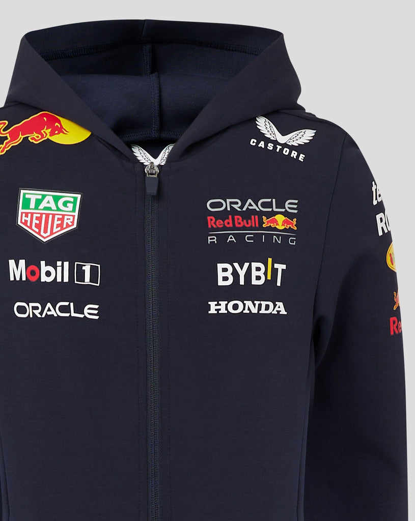 Red Bull Racing F1 Kid's 2024 Team Full Zip Hoodie- Youth Navy Hoodies Red Bull Racing 