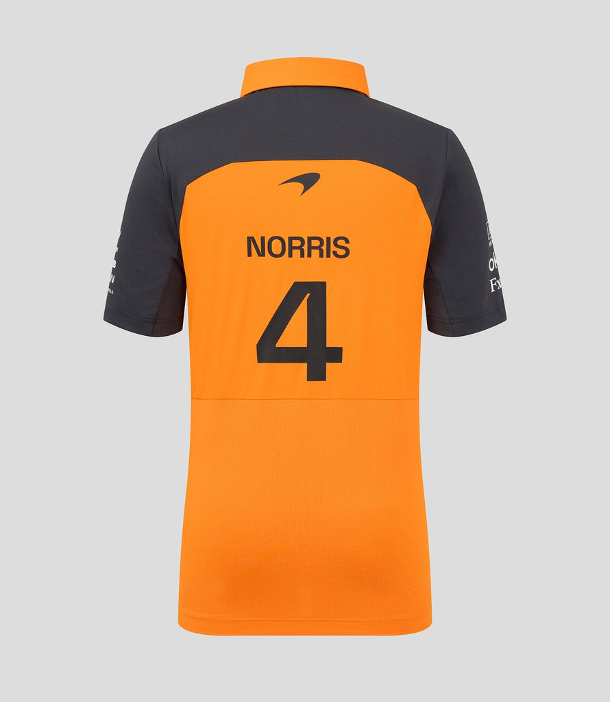 McLaren F1 Kids 2025 Lando Norris Drivers Polo Shirt- Youth Papaya Polos McLaren-Castore 