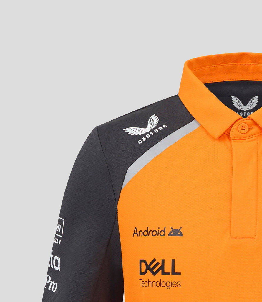 McLaren F1 Kids 2025 Lando Norris Drivers Polo Shirt- Youth Papaya Polos McLaren-Castore 