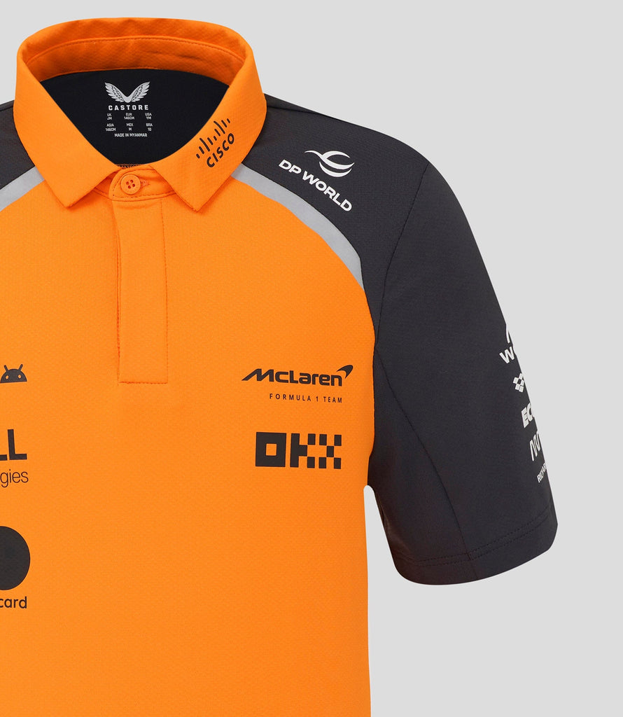 McLaren F1 Kid's 2025 Team Polo Shirt- Youth Papaya Polos McLaren-Castore 