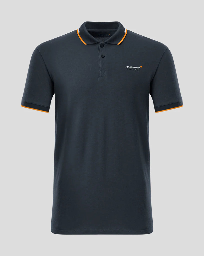 McLaren F1 Men's Core Essentials Small Logo Polo Shirt -Papaya/Vega Blue/Phantom/White/Black Polos McLaren-Castore S Gray 