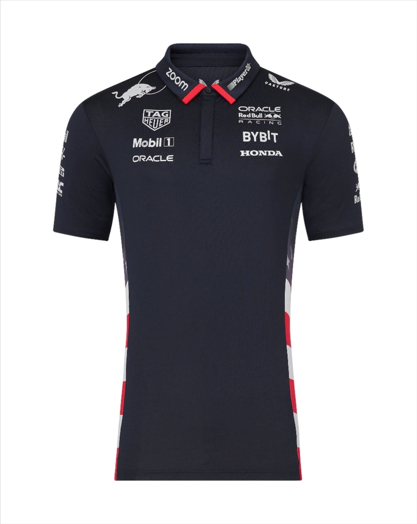 Red Bull Racing F1 Men's 2024 Special Edition America Race Team Polo Shirt- Navy Polos Red Bull Racing 