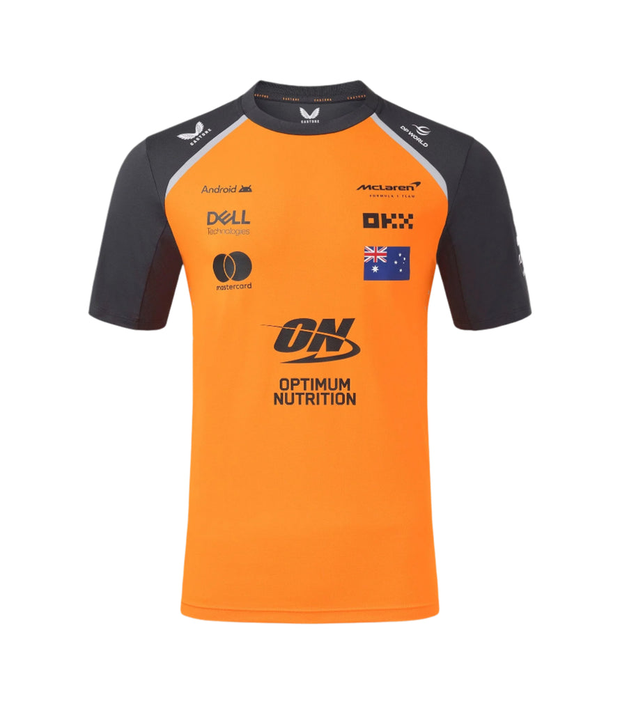 McLaren F1 Men's 2025 Oscar Piastri Team Set Up T-Shirt - Papaya/Phantom T-shirts McLaren-Castore S Orange 