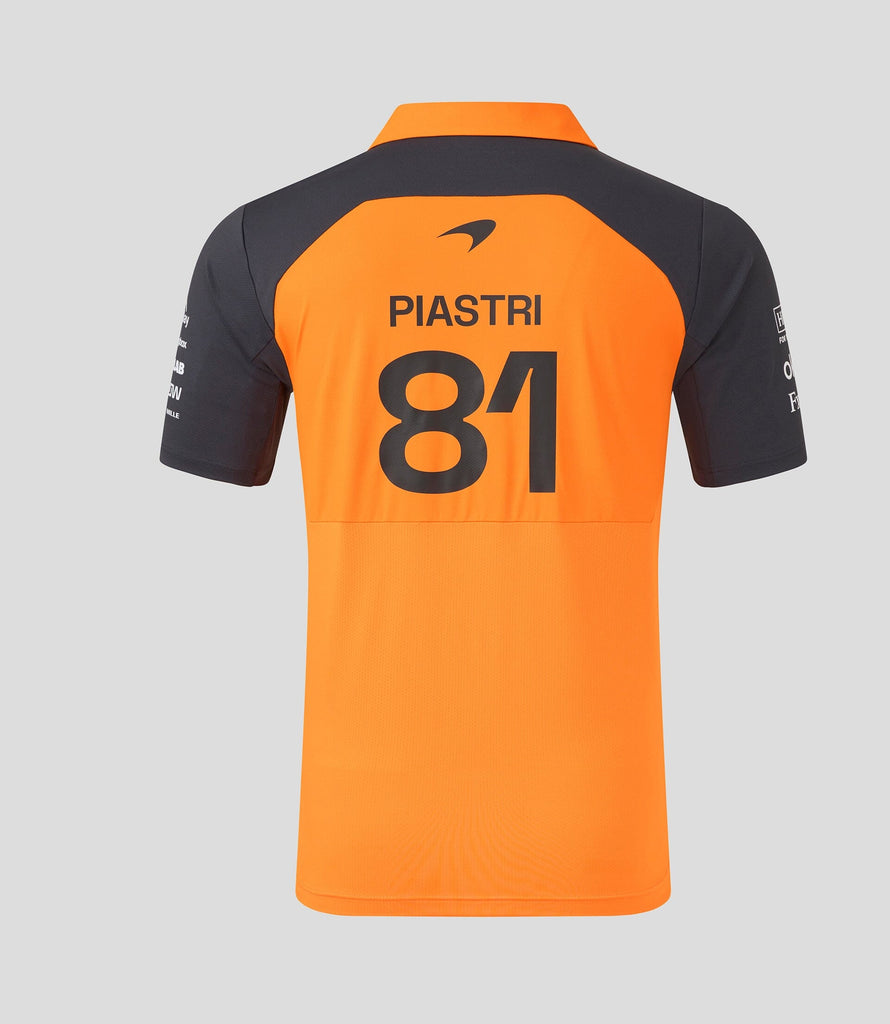 McLaren F1 Men's 2025 Oscar Piastri Team Polo Shirt - Papaya Polos McLaren-Castore 