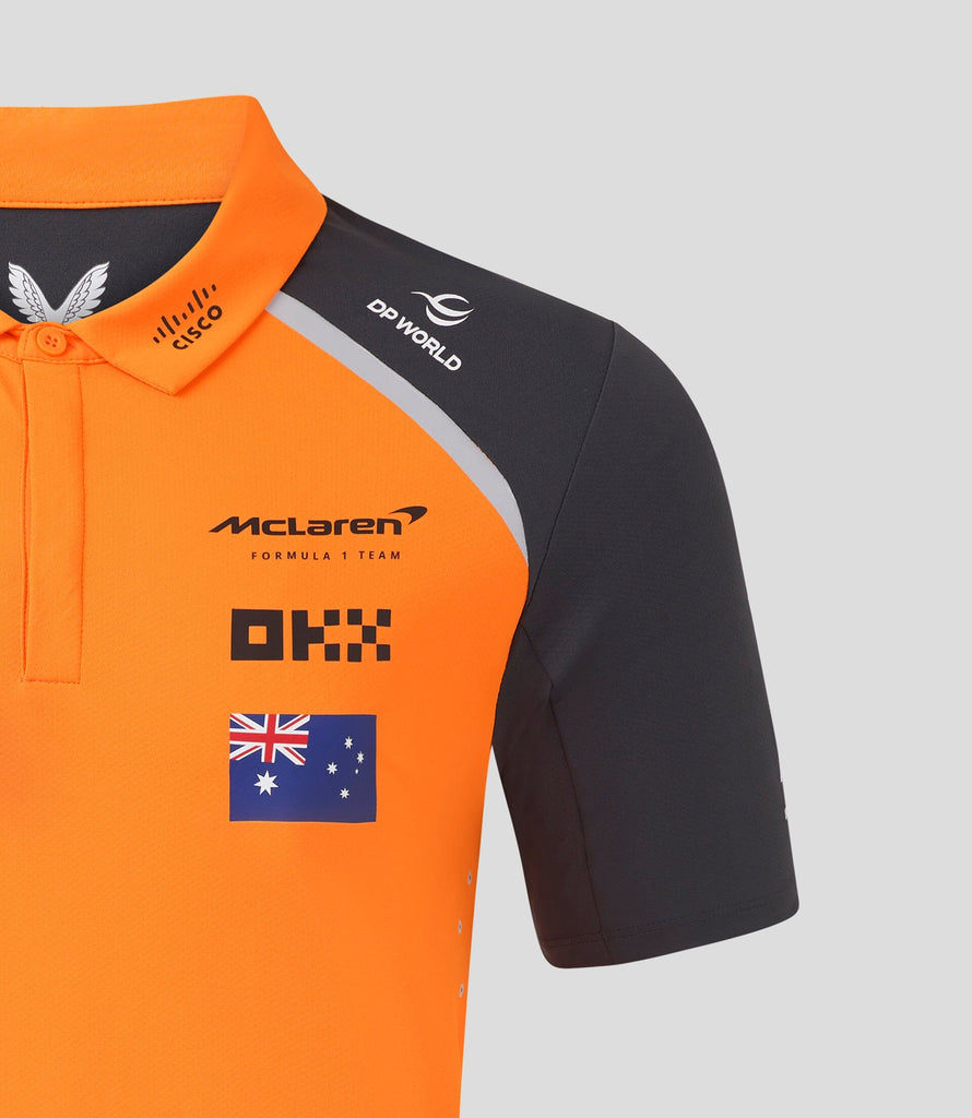 McLaren F1 Men's 2025 Oscar Piastri Team Polo Shirt - Papaya Polos McLaren-Castore 