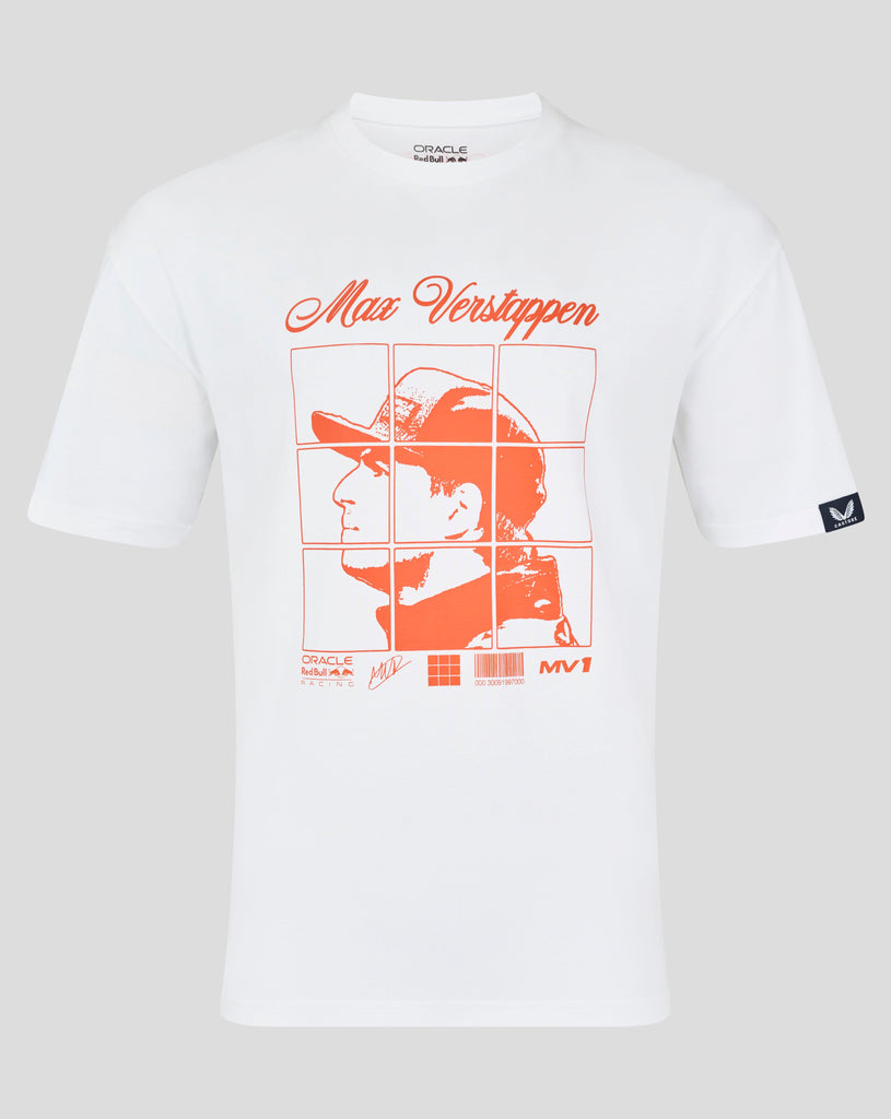 Red Bull Racing F1 Max Verstappen Puzzle T-Shirt - Exotic Orange/White T-shirts Red Bull Racing XS White 