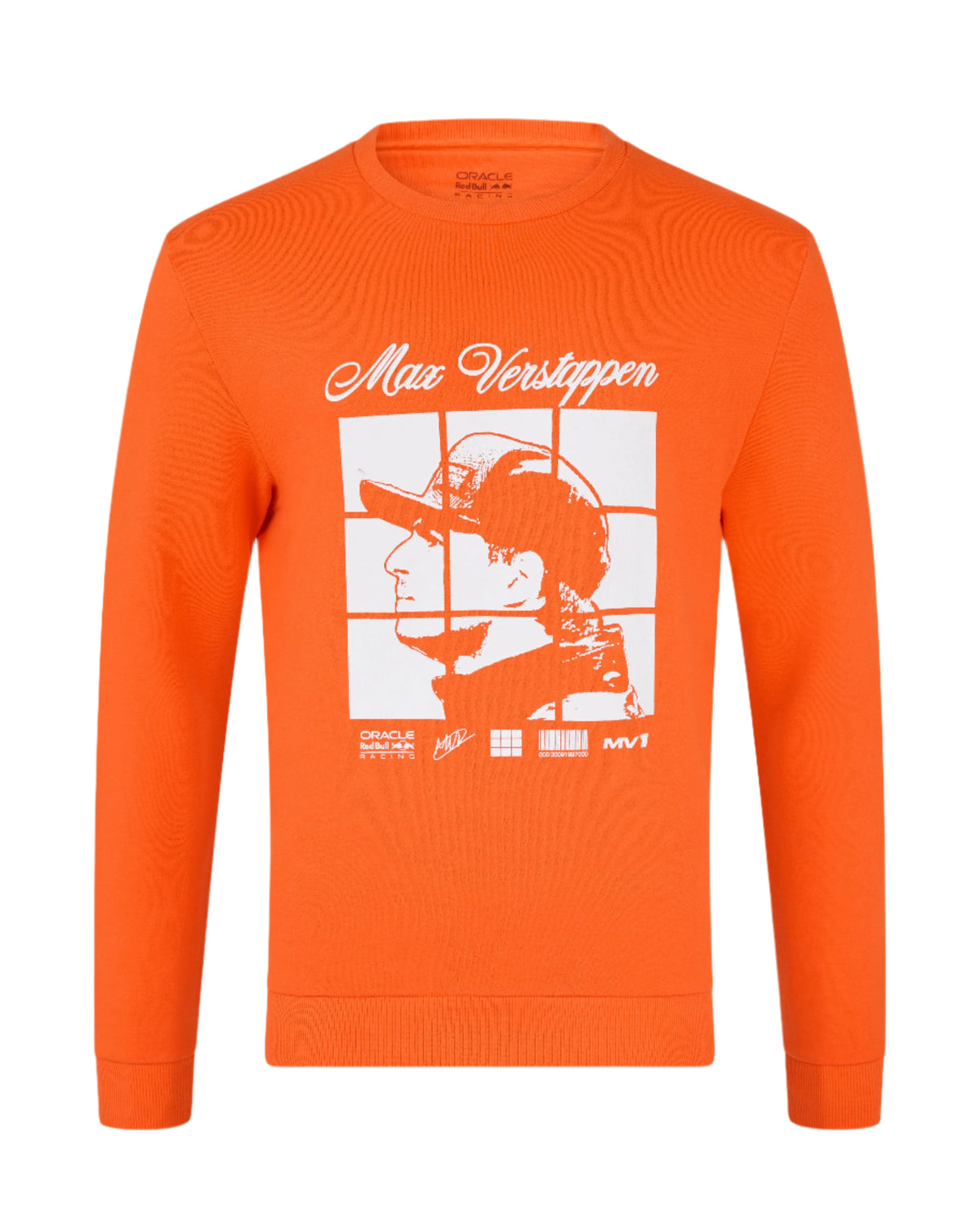 Red Bull Racing F1 Max Verstappen Puzzle Crew Sweatshirt - Exotic Orange Hoodies Red Bull Racing 