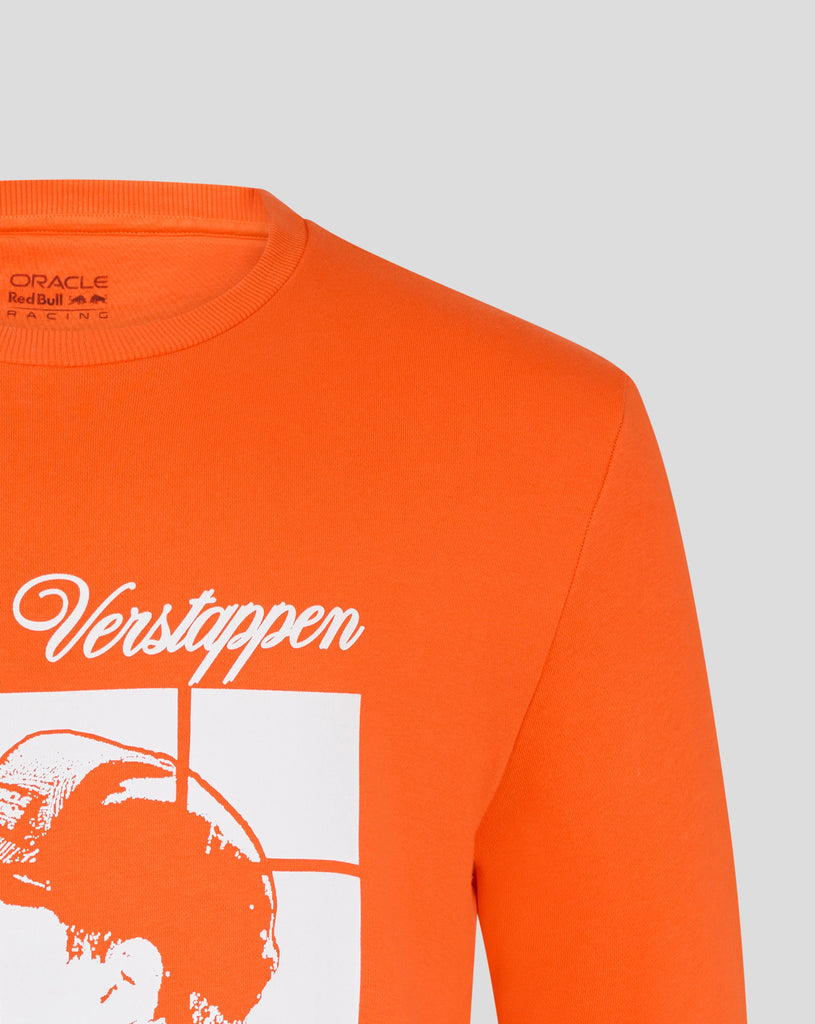 Red Bull Racing F1 Max Verstappen Puzzle Crew Sweatshirt - Exotic Orange Hoodies Red Bull Racing 