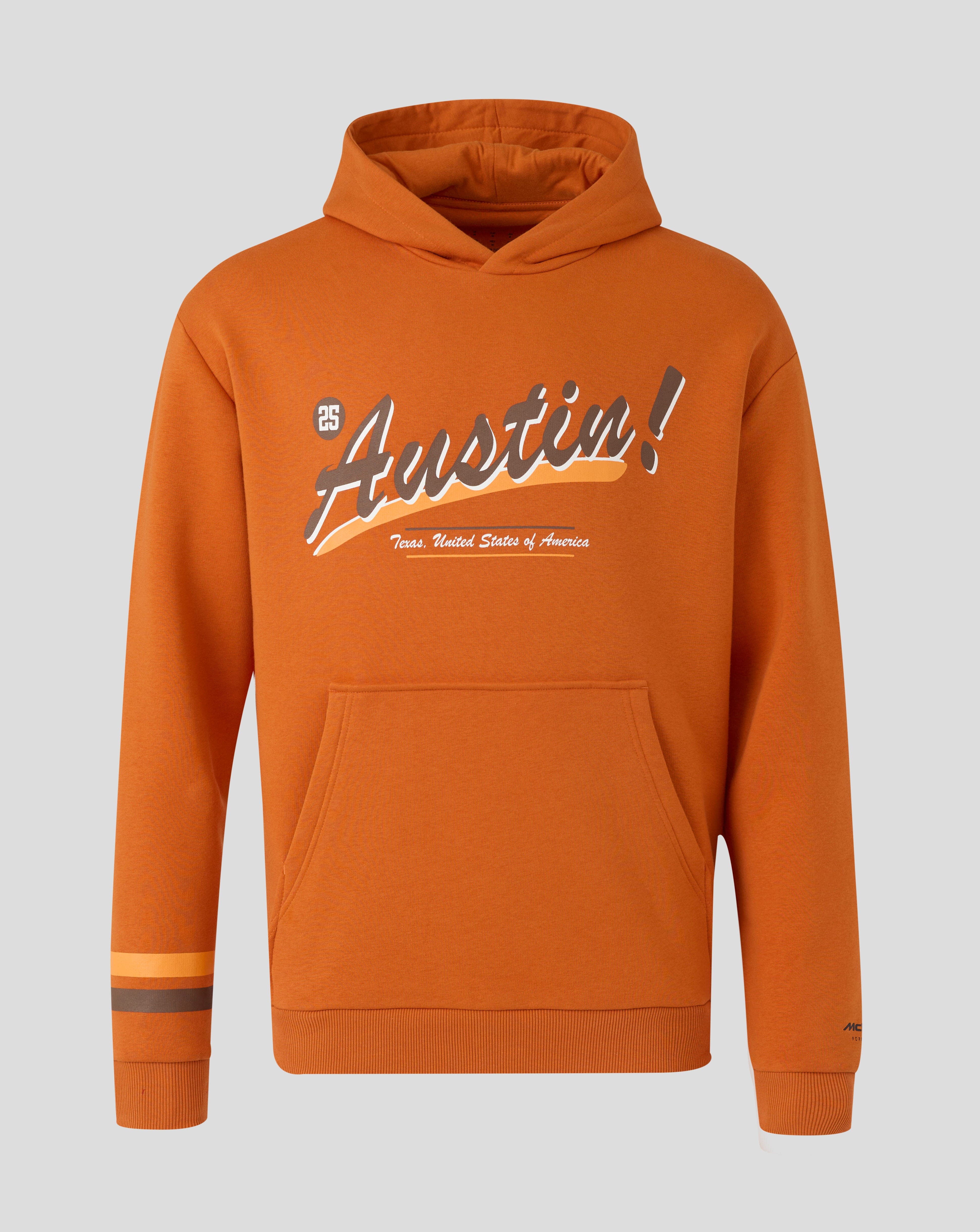 McLaren F1 USA Austin GP Stripe Sleeve Hoodie - Burnt Orange Hoodies McLaren-Castore 