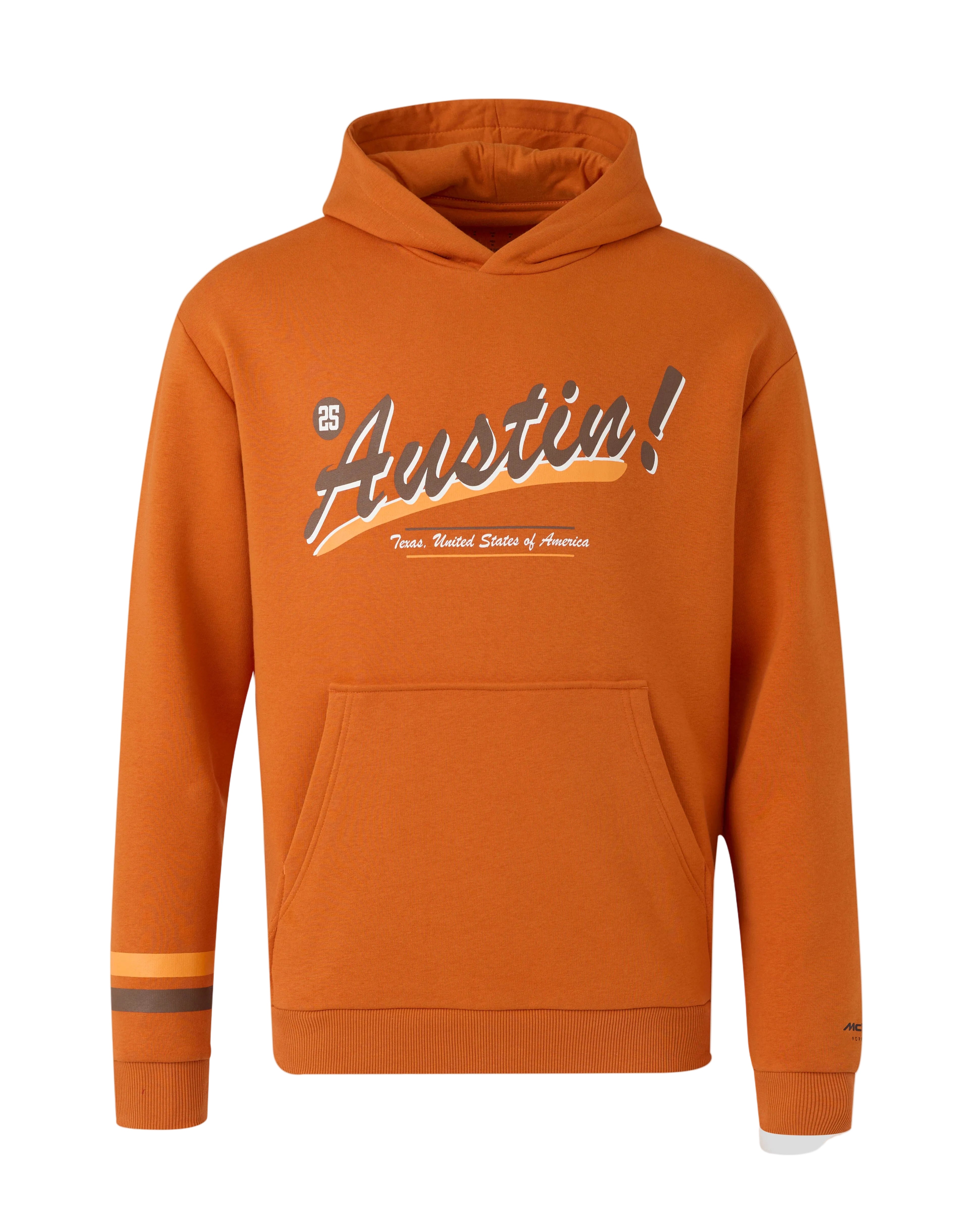 McLaren F1 USA Austin GP Stripe Sleeve Hoodie - Burnt Orange Hoodies McLaren-Castore 
