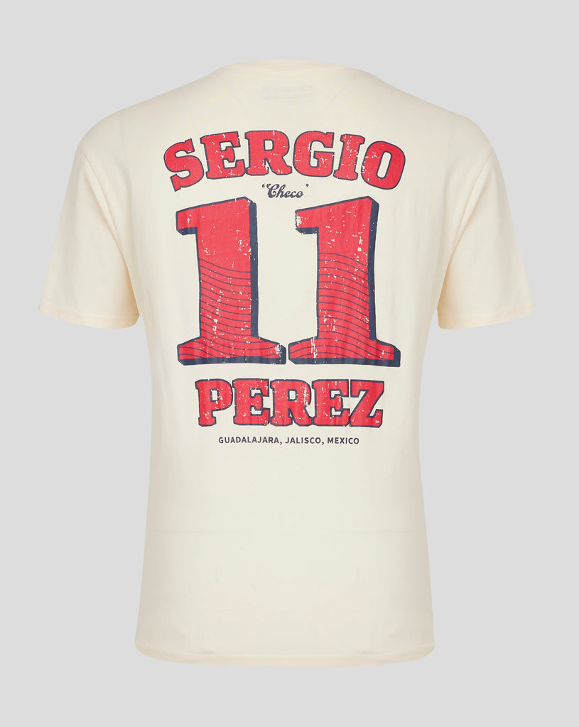 Red Bull Racing F1 Sergio "Checo" Perez Vintage Oversized T-Shirt - Off White/Navy T-shirts Red Bull Racing 
