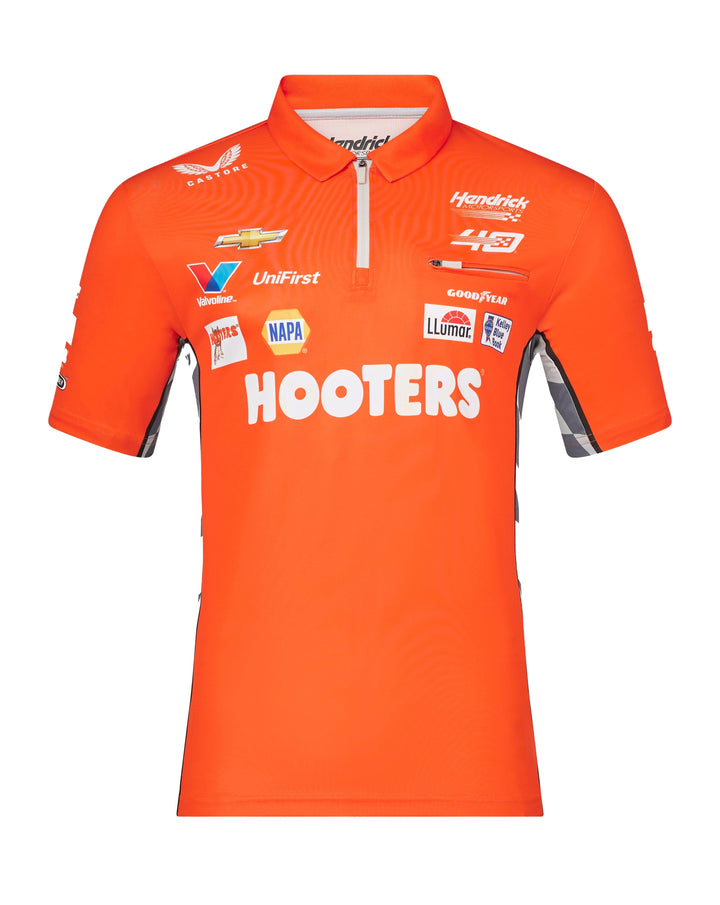 Hendrick Motorsport Chase Elliot #9 Hooters Polo Shirt - Orange Polos Hendrick Motorsport 